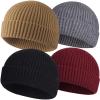 4pcs Wool Fisherman Beanies for Men, Knit Short Watch Cap Winter Warm Hats view 1
