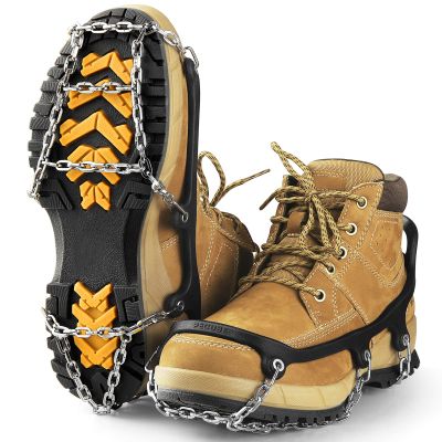 Pecube Ice Cleats for Shoes and Boots Traction Cleats Men Women Boot Chains Crampons for Anti Slip Outdoor Shoveling Hiking Walking on Snow and Ice (Silver, M)