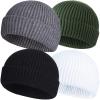 4pcs Wool Fisherman Beanies for Men, Knit Short Watch Cap Winter Warm Hats view 1