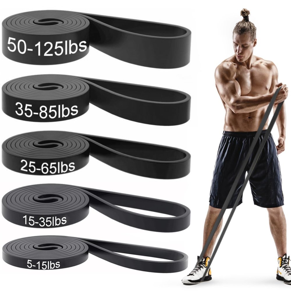 Pull Up Bands, Resistance Bands, Pull Up Assistance Bands Set for Men & Women, Exercise Workout Bands for Working Out, Body Stretching, Physical Therapy, Muscle Training - Black