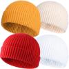 4pcs Wool Fisherman Beanies for Men, Knit Short Watch Cap Winter Warm Hats view 1