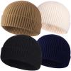 4pcs Wool Fisherman Beanies for Men, Knit Short Watch Cap Winter Warm Hats view 1