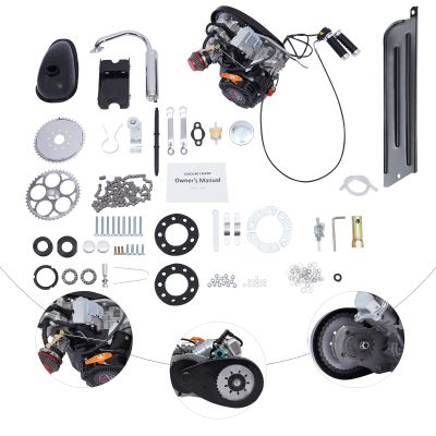 100CC 4-Stroke Motorized Bicycle Kit,3HP Single Cylinder Bike Engine Kit with Forced Air Cooling,2KW Gas Petrol Motorized Bike Engine Scooter for Most 26" & 28" Bikes with V-Frame (Chain Article)