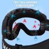 AVAWAY Ski Goggles Men, Snowboards Safety Black Glasses for Women, 100% UV Protection Anti Fog Anti-Scratch OTG Adult Goggles view 4