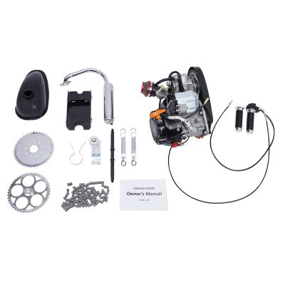 100CC 4-Stroke Motorized Bicycle Kit,3HP Single Cylinder Bike Engine Kit with Forced Air Cooling,2KW Gas Petrol Motorized Bike Engine Scooter for Most 26" & 28" Bikes with V-Frame (Leather Version)