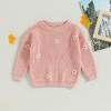 Mubineo Baby Girl Winter Clothes Cute Flower Sweater Crewneck Pullover Long Sleeve Knit Newborn Infant Sweaters (US, Age, 2 Years, 3 Years, Pink) view 2