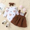 Ursobutegl Baby Girl Christmas Outfit Long Sleeve Romper Onesie Deer Plaid Suspender Skirt Set Cute Fall Winter Clothes (Brown, 6-9 Months) view 4
