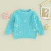 Mubineo Baby Girl Winter Clothes Cute Flower Sweater Crewneck Pullover Long Sleeve Knit Newborn Infant Sweaters (US, Age, 4 Years, 5 Years, Light Blue) view 2