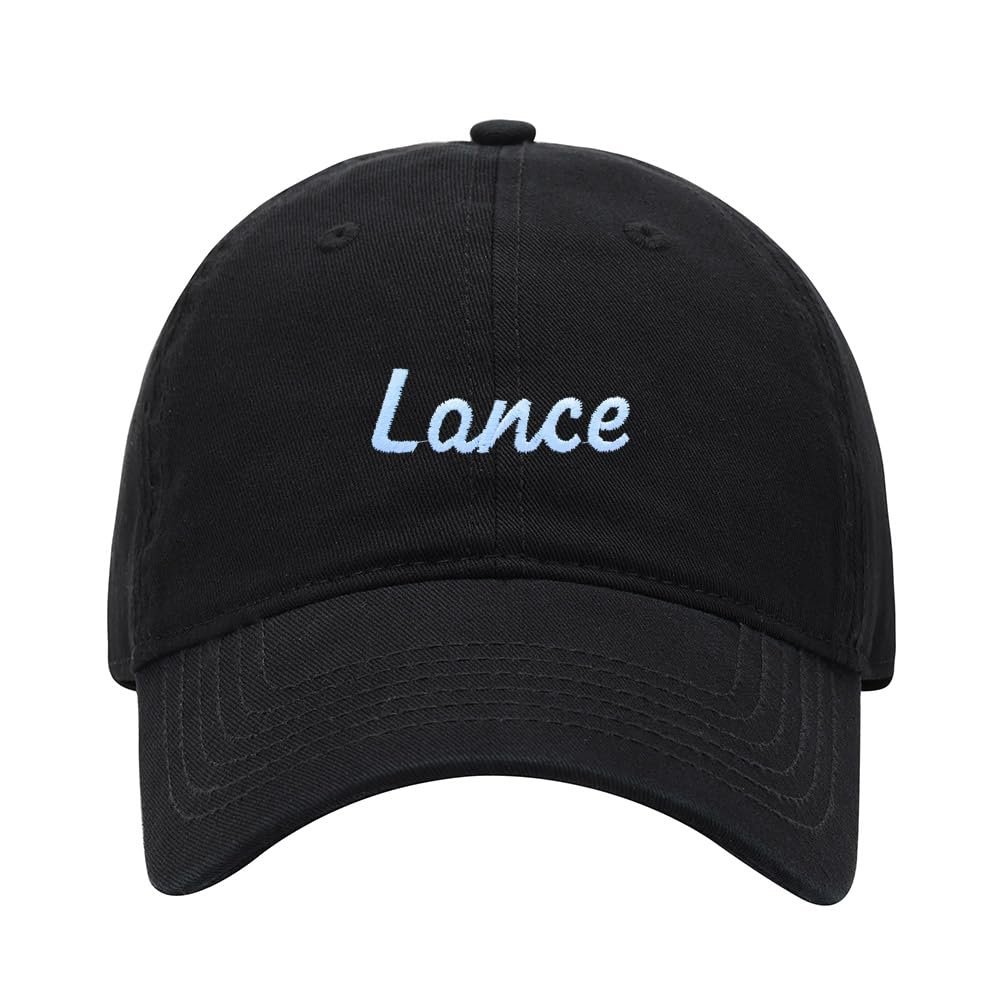 Baseball Cap Men Name Lance Gift Embroidered Washed Cotton Dad Hat Baseball Caps (Black,7 5/8)