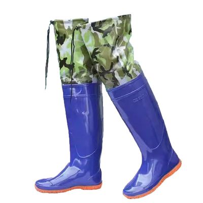 Hip Waders PVC Waterproof Fishing Hip Boots, Waterproof and Non Slip Adult Wading Boots, Fishing, Breeding, Transplanting Seedlings (Color : Blue2, Size : 7)