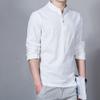 Maiyifu-GJ Men's Casual Linen Cotton Shirts Henley Long Sleeves V Neck Shirts Slim Fit Button Down Pullover T-Shirt (White,XX-Large) view 2