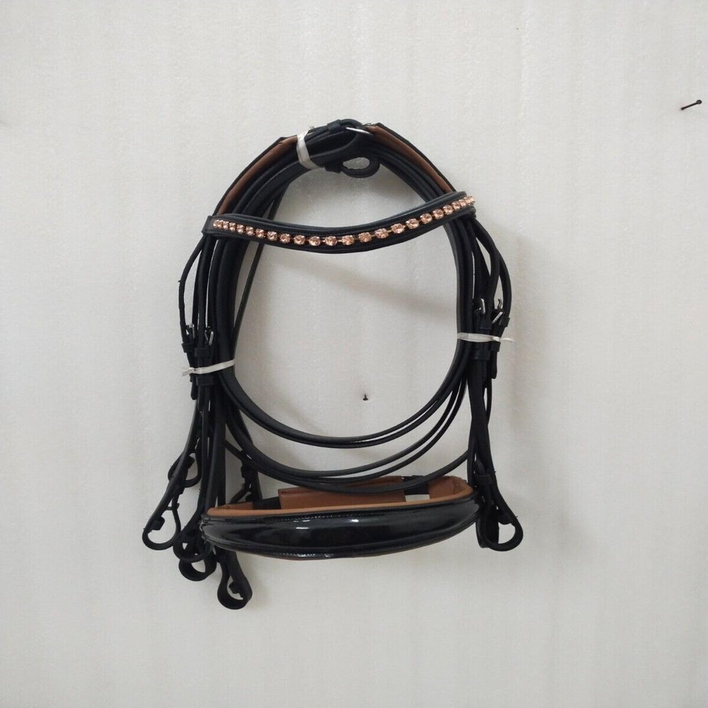 SABA International Weymouth Leather Double Reins Bridle Brown Padding (Extra Large)