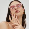 bullabulling Pearl Cat Eye Sunglasses Womens Cute Fashion Trendy Eyewear UV Protection (black) view 4