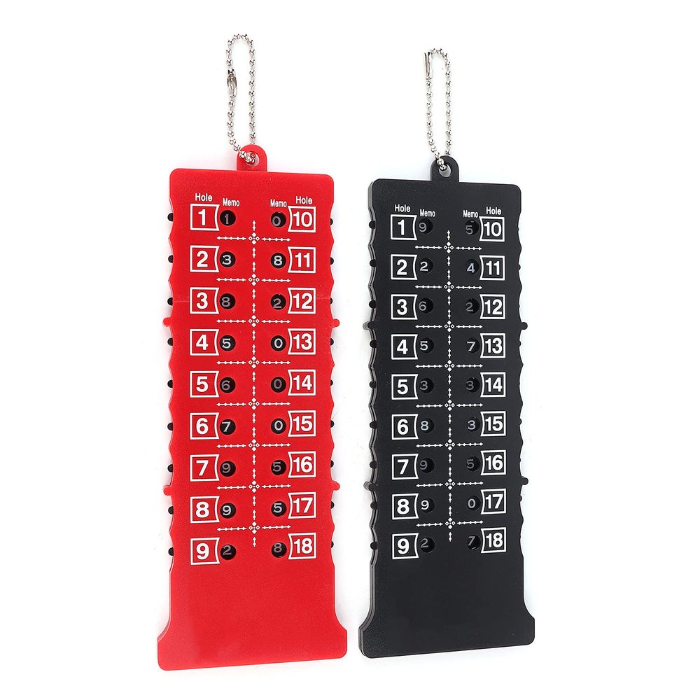 Estink Score Counter, Pack of 2 Mini ABS 18 Hole Score Counter Portable Scoreboard Training Practice Competition Accessory, Black + Red, 6.3x2.4in