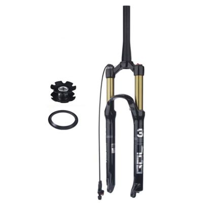 ZECHAO Stroke 120mm Mountain Bike Suspension Forks, 29/27.5/26inch Straight/Tapered Aluminum Alloy Air Supension Front Fork 100 * 9mm Outdoor (Color : Tapered Remote Lock, Size : 29inch)