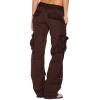 SMIDOW Low Rise Cargo Pants for Women Plus Size Baggy Stretchy Wide Leg Pants Pockets Y2K Streetwear Combat Military Trousers view 2
