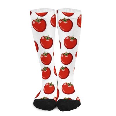 Red Ripe Tomato Socks for Men Crew Mid-Calf Casual Long Socks Stocking Running Sports Travel 42cm