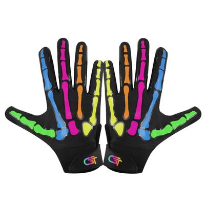 Glorious Traders Youth Football Gloves American Wide Receiver Football Gloves for Adult Men Women & Boys with Super Sticky Silicone Grip Palms Ultimate Performance Booster (Black, Adult X-Large)