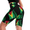 Flag of Guyana Women's Knee Length Leggings High Waist Yoga Workout Running Pants with Pocket 2XL view 3