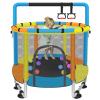 Toddler Trampoline for Kids Ages 1-8, 55'' Small Trampoline with Safety Enclosure Net & Adjustable Gymnastics Bar, Indoor & Outdoor Baby Mini Trampolines, Birthday Gifts for Children & Boys & Girls view 1