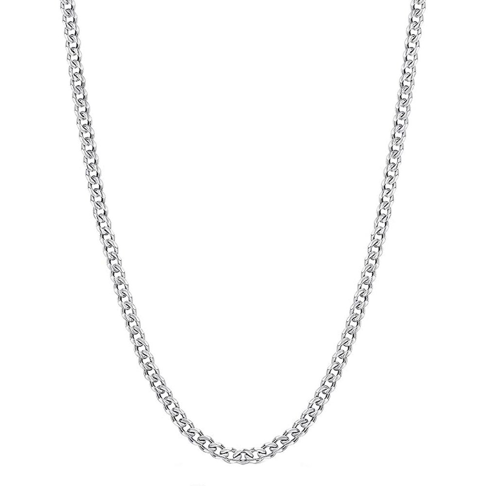 3.5mm,5mm,7mm Silver Necklace for Men, Mens Necklace Chains Stainless Steel Cuban Link Chain Necklace for Men and Boys, Mens Chain Hip-Hop & Cool Style, 316L Stainless Steel (5mm, 19 inch)