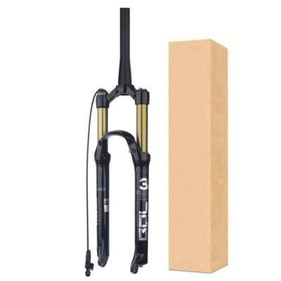 ZECHAO 29/27.5/26in Bike Shock Absorber Forks,1-1/8" 100mm Travel 1-1/2" Mountain Bike Suspension Forks 9mm Axle Disc Brake Outdoor (Color : Tapered Remote Lock, Size : 27.5inch)