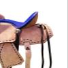 Youth Kids Barrel Horse Western Saddle Tack Set Roughout Leather Blue Suede Seat (Only Saddle, 8" Seat) view 2