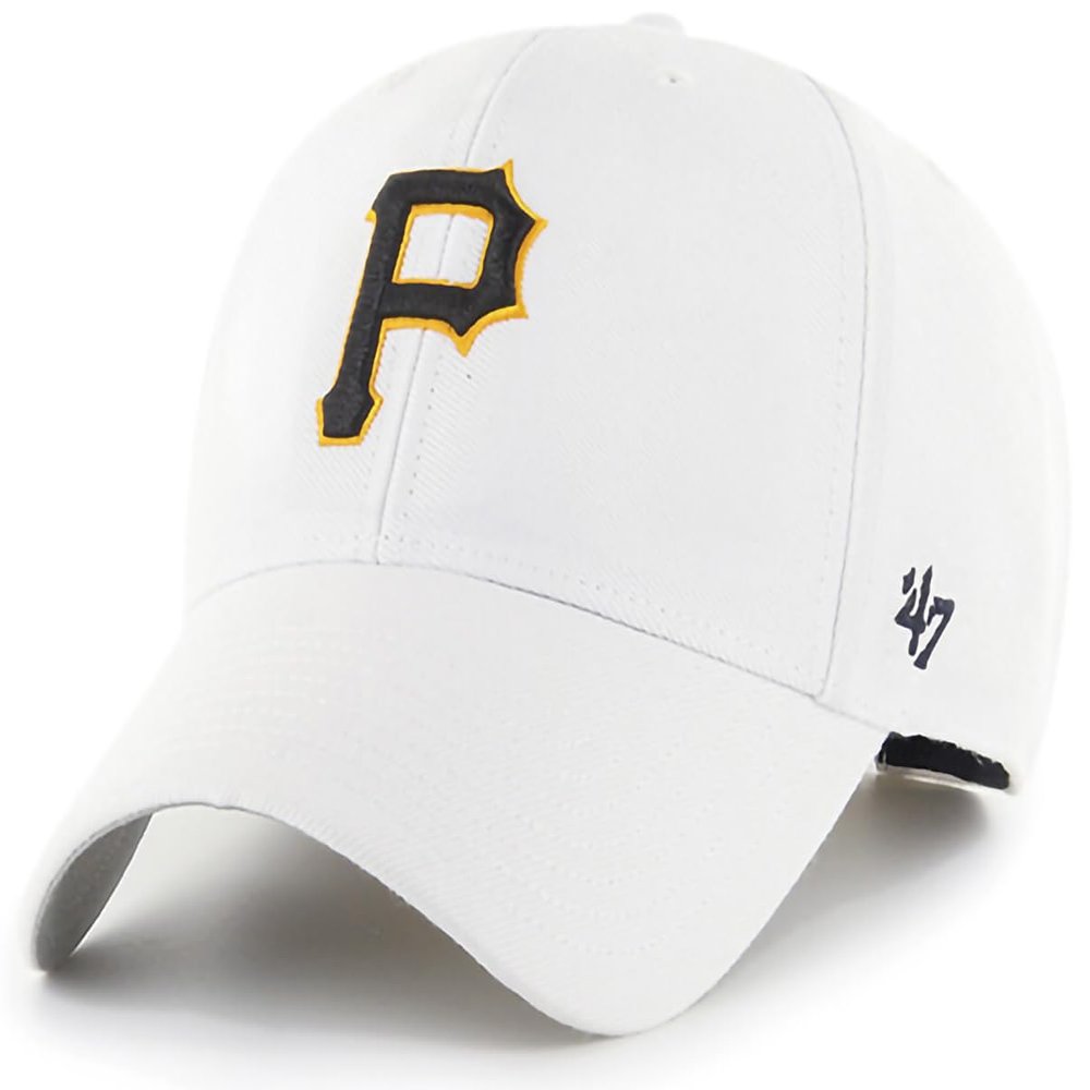 '47 MLB White MVP Adjustable Hat, Adult One Size Fits All (One Size, Pittsburgh Pirates)