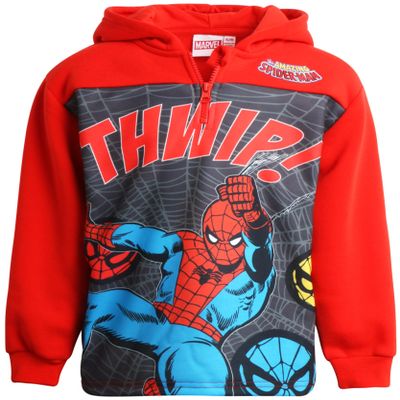 Marvel Boys Hoodie - Fleece Pullover Quarter Zip Sweatshirt Graphic Hoodies for Boys - Novelty Clothing for Toddlers & Kids, Size 2T, Spider Man Red