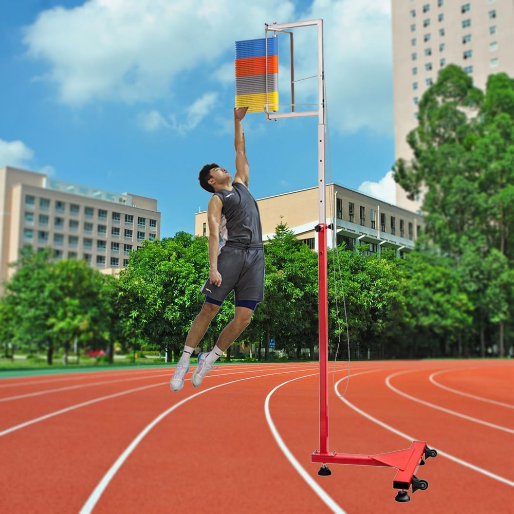 ARCVOX Vertical Jump Measure Equipment with Wheels, School High Jump Training Tester, Physical Training Leap Tester, Basketball Jumping Ability Tester (Color : Colorful ABS, Size : 4.6-9.2ft)