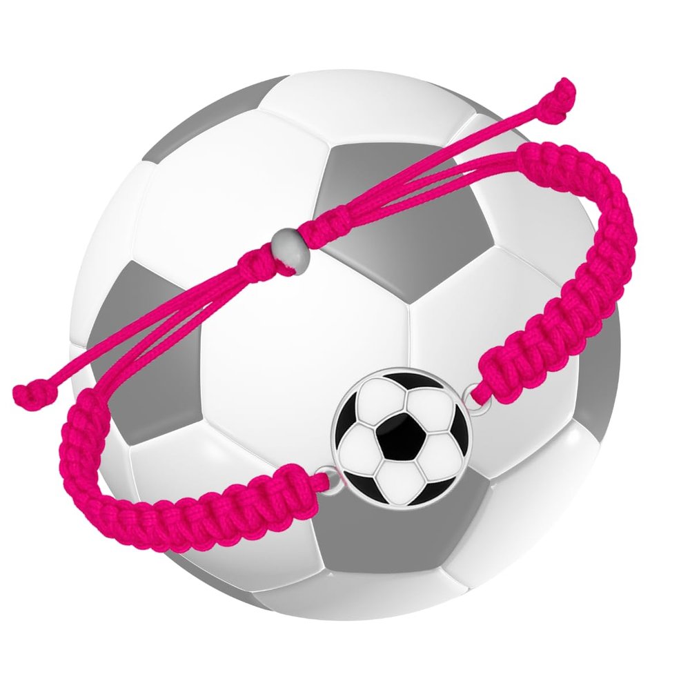 Soccer Bracelet, Soccer Jewelry, Adjustable Unisex Paracord Bracelets - Soccer Gift For Players and Teams(Hot Pink)