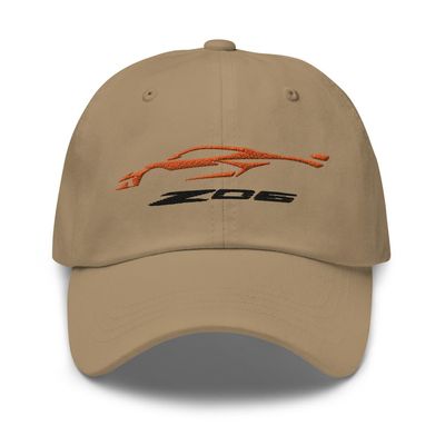 2023 Sports Car Z06 C8 Corvette Sebring Amplify Orange Silhouette Emroidered Dad hat