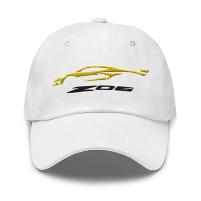 2023 Sports Car Z06 C8 Corvette Accelerate Yellow Silhouette Emroidered Dad hat