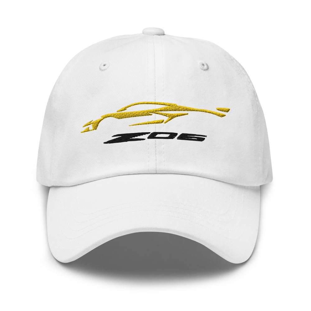 2023 Sports Car Z06 C8 Corvette Accelerate Yellow Silhouette Emroidered Dad hat