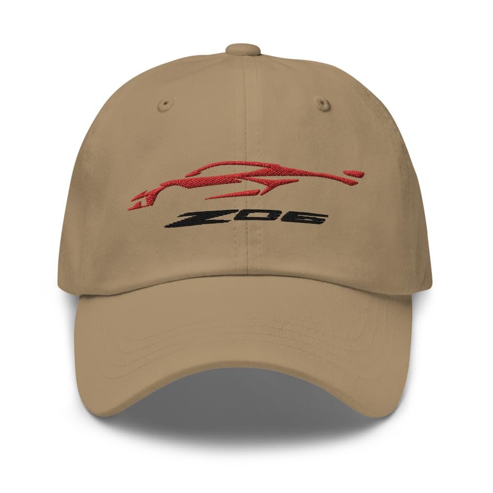 2023 Sports Car Z06 C8 Sports Car Torch Red Silhouette Emroidered Dad hat