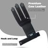 Hunt & Seek Archery Glove Finger Tab Accessories - Suede Leather Hunting Glove for Recurve & Compound Bow - Three Finger Guard Unisex (Large, Black) view 3
