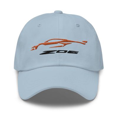 2023 Sports Car Z06 C8 Corvette Sebring Amplify Orange Silhouette Emroidered Dad hat