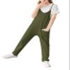 Cnkwei Girls' Casual Sleeveless Jumpsuits Spaghetti Strap Loose Romper Long Pants with Pockets view 4