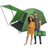 4 Person Camping Tent - Water-Resistant Outdoor Shelter with Attached Porch Canopy and Carrying Bag by Wakeman Outdoors (Green) view 1