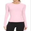 MathCat Workout Shirts for Women Long Sleeve, Workout Tops for Women, Quick Dry Gym Athletic TopsSeamless Yoga Shirts Lightpink view 1