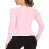 MathCat Workout Shirts for Women Long Sleeve, Workout Tops for Women, Quick Dry Gym Athletic TopsSeamless Yoga Shirts Lightpink view 3