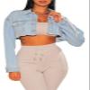 ZERMOM Women's Cropped Denim Jacket Button Down Long Sleeve Destroyed Crop Top Jean Coat view 1