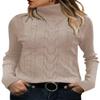 FEKOAFE Women's Long Sleeve Turtleneck Womens Sweaters Chunky Knit Lightweight Pullover Sweaters Jumper Tops Beige-L view 1