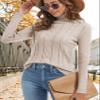 FEKOAFE Women's Long Sleeve Turtleneck Womens Sweaters Chunky Knit Lightweight Pullover Sweaters Jumper Tops Beige-L view 4