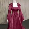 Uillui Renaissance Dress Womens Plus Size Medieval Hooded Costumes Floor Length Maxi Witch Dress Cosplay Victorian Ball Gown Red view 4