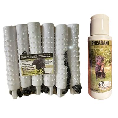 HuntEmUp Ultimate Pheasant Dog Training Scent - with 3" White Plastic Bumpers (Qty:6)