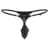 Hedmy Men's Micro Enhance Pouch Panties Underwear Jockstraps V String Slip Low Rise T-Back Thongs Type B Black Small view 2