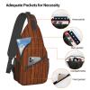 Brown Wood Pattern Bag Crossbody Travel Hiking Bags Mini Chest Backpack Casual Shoulder Daypack For Women Men Lightweight view 3