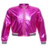 JEATHA Kids Boys Girls Shiny Metallic Bomber Jacket Motorcycle Baseball Windbreaker Long Sleeve Zip Up Coat Rose 8 Years view 1