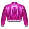 JEATHA Kids Boys Girls Shiny Metallic Bomber Jacket Motorcycle Baseball Windbreaker Long Sleeve Zip Up Coat Rose 8 Years view 3